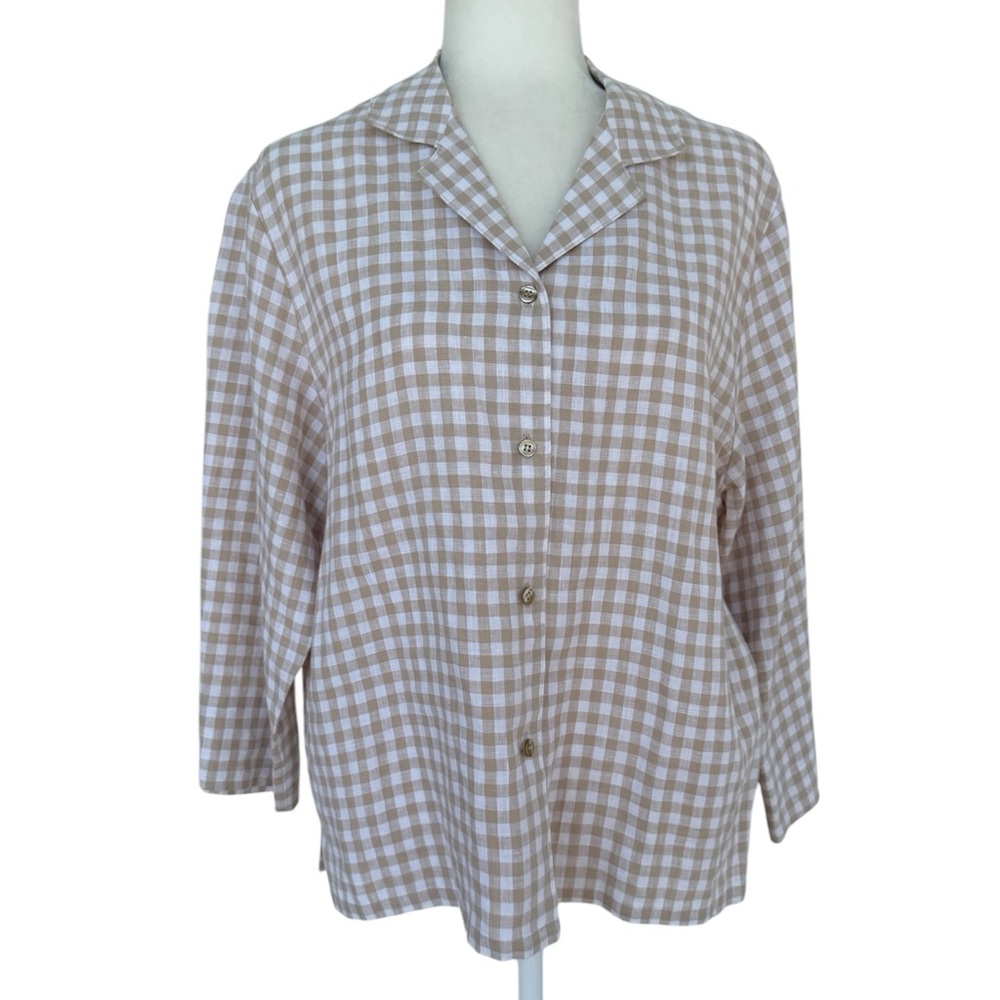 Vintage Westbound Tan Checkered Linen Shirt